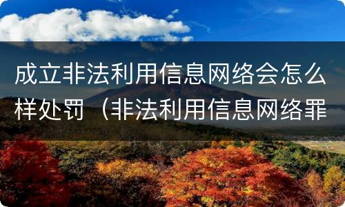 成立非法利用信息网络会怎么样处罚（非法利用信息网络罪构成要件）
