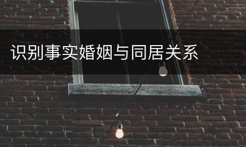 识别事实婚姻与同居关系