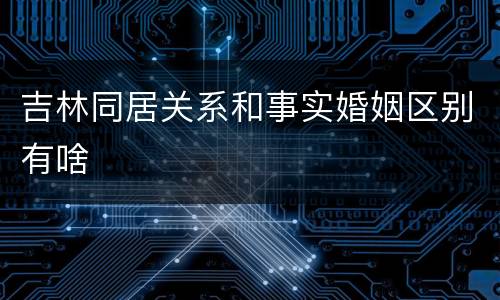 吉林同居关系和事实婚姻区别有啥