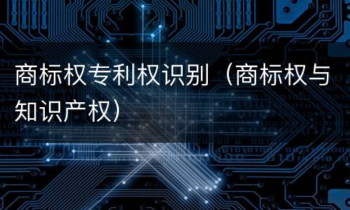 商标权专利权识别（商标权与知识产权）