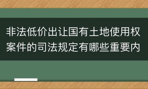 非法低价出让国有土地使用权案件的司法规定有哪些重要内容