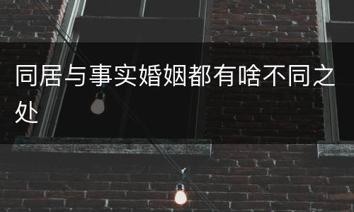 同居与事实婚姻都有啥不同之处
