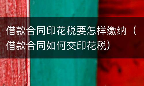借款合同印花税要怎样缴纳（借款合同如何交印花税）