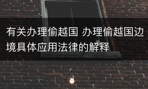 有关办理偷越国 办理偷越国边境具体应用法律的解释