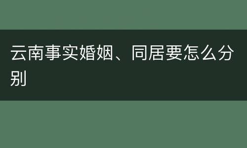 云南事实婚姻、同居要怎么分别