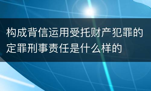 构成背信运用受托财产犯罪的定罪刑事责任是什么样的