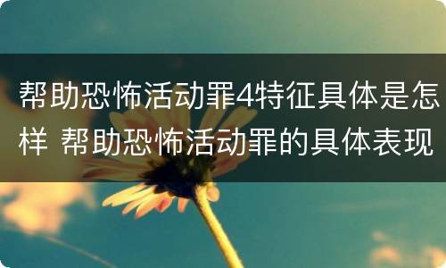 帮助恐怖活动罪4特征具体是怎样 帮助恐怖活动罪的具体表现