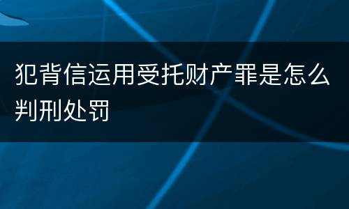 犯背信运用受托财产罪是怎么判刑处罚