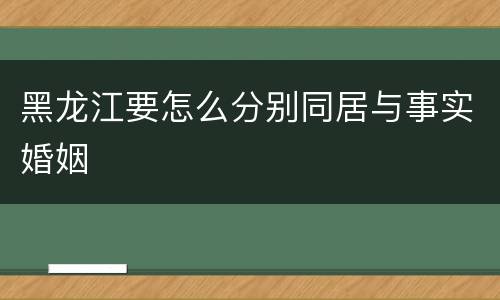 黑龙江要怎么分别同居与事实婚姻