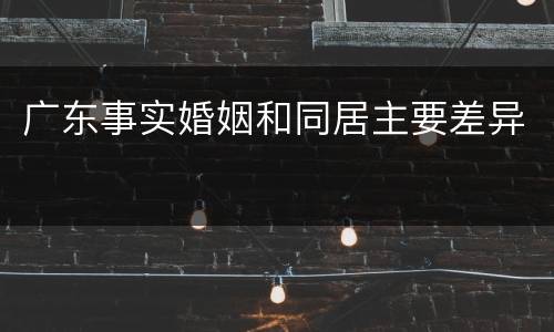 广东事实婚姻和同居主要差异