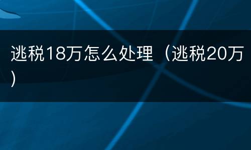逃税18万怎么处理（逃税20万）