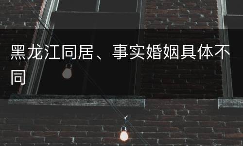 黑龙江同居、事实婚姻具体不同