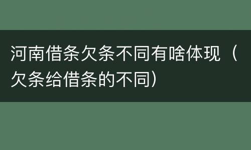 河南借条欠条不同有啥体现（欠条给借条的不同）