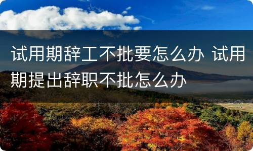 试用期辞工不批要怎么办 试用期提出辞职不批怎么办