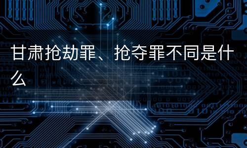 甘肃抢劫罪、抢夺罪不同是什么