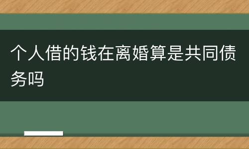 个人借的钱在离婚算是共同债务吗