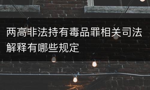 两高非法持有毒品罪相关司法解释有哪些规定