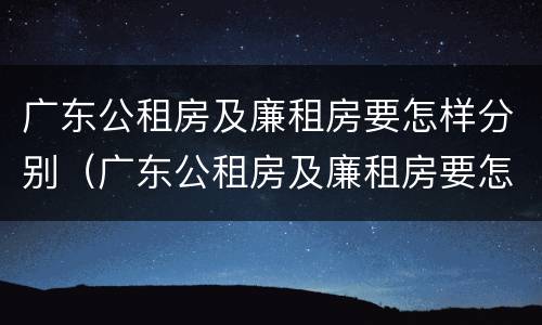 广东公租房及廉租房要怎样分别（广东公租房及廉租房要怎样分别摇号）