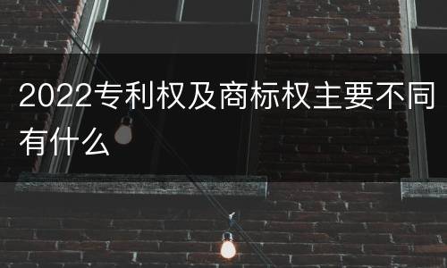 2022专利权及商标权主要不同有什么