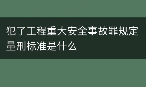 犯了工程重大安全事故罪规定量刑标准是什么
