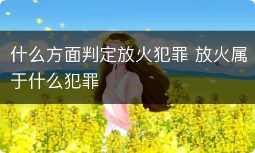 什么方面判定放火犯罪 放火属于什么犯罪