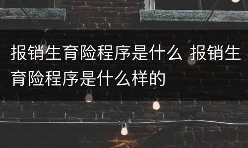 报销生育险程序是什么 报销生育险程序是什么样的