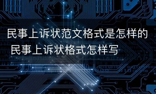 民事上诉状范文格式是怎样的 民事上诉状格式怎样写