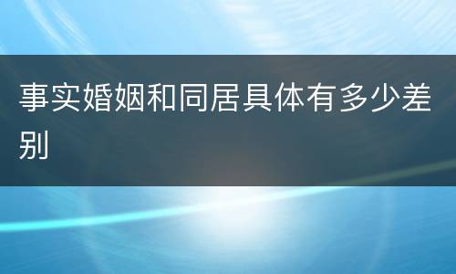 事实婚姻和同居具体有多少差别