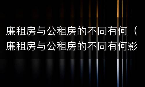 廉租房与公租房的不同有何（廉租房与公租房的不同有何影响）