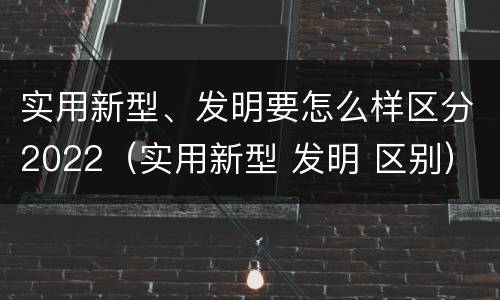 实用新型、发明要怎么样区分2022（实用新型 发明 区别）