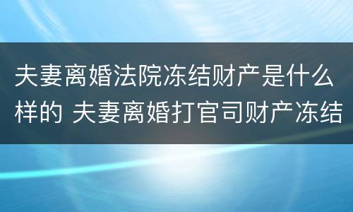 夫妻离婚法院冻结财产是什么样的 夫妻离婚打官司财产冻结