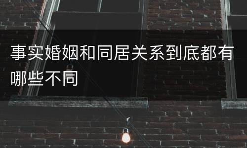 事实婚姻和同居关系到底都有哪些不同