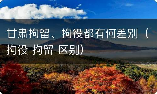 甘肃拘留、拘役都有何差别（拘役 拘留 区别）