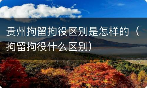 贵州拘留拘役区别是怎样的（拘留拘役什么区别）
