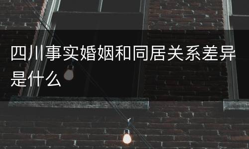 四川事实婚姻和同居关系差异是什么