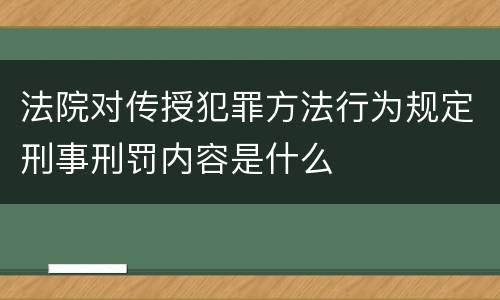 法院对传授犯罪方法行为规定刑事刑罚内容是什么