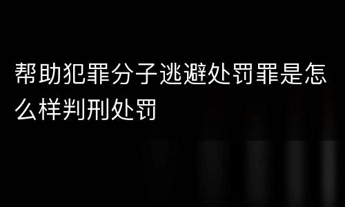 帮助犯罪分子逃避处罚罪是怎么样判刑处罚