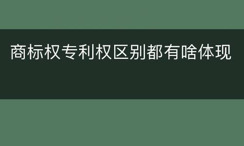 商标权专利权区别都有啥体现
