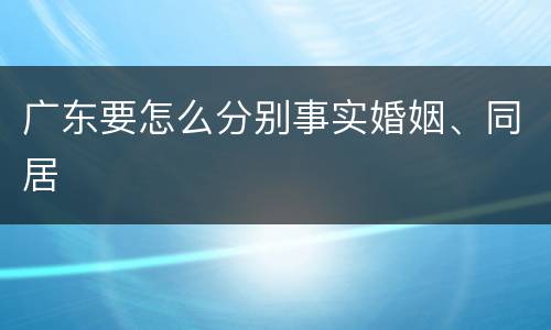 广东要怎么分别事实婚姻、同居