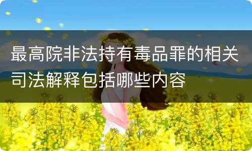 最高院非法持有毒品罪的相关司法解释包括哪些内容