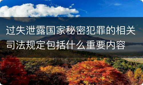 过失泄露国家秘密犯罪的相关司法规定包括什么重要内容