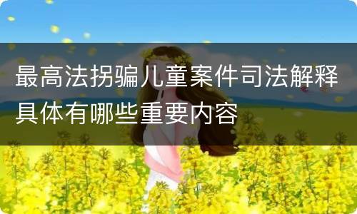 最高法拐骗儿童案件司法解释具体有哪些重要内容