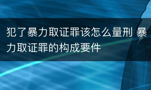 犯了暴力取证罪该怎么量刑 暴力取证罪的构成要件
