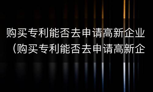 购买专利能否去申请高新企业（购买专利能否去申请高新企业认定）