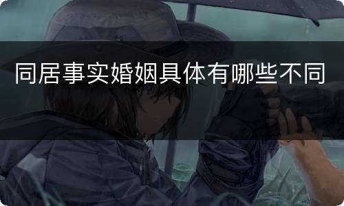 同居事实婚姻具体有哪些不同