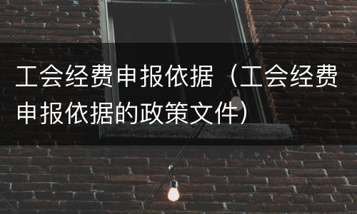 工会经费申报依据（工会经费申报依据的政策文件）