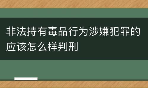 非法持有毒品行为涉嫌犯罪的应该怎么样判刑