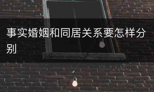 事实婚姻和同居关系要怎样分别