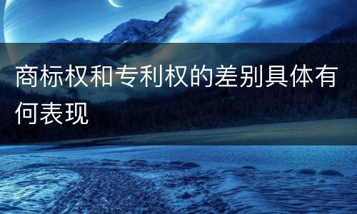 商标权和专利权的差别具体有何表现