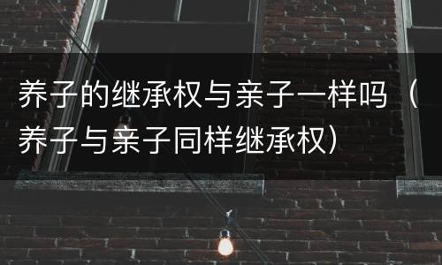 养子的继承权与亲子一样吗（养子与亲子同样继承权）